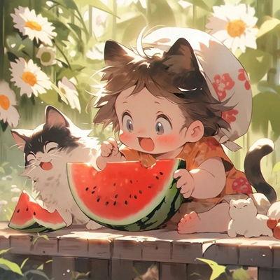 甜心吃瓜头像动漫,动漫头像中的甜蜜诱惑